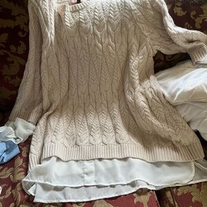 Chic Beige Cable Knit Sweater